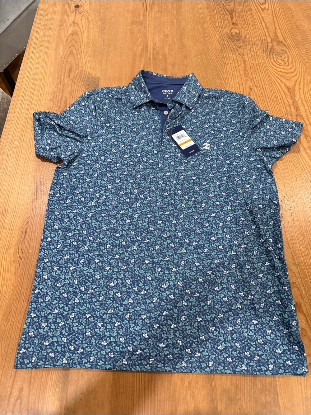 Izod Men's Teal Blue Floral-Print Golf Polo